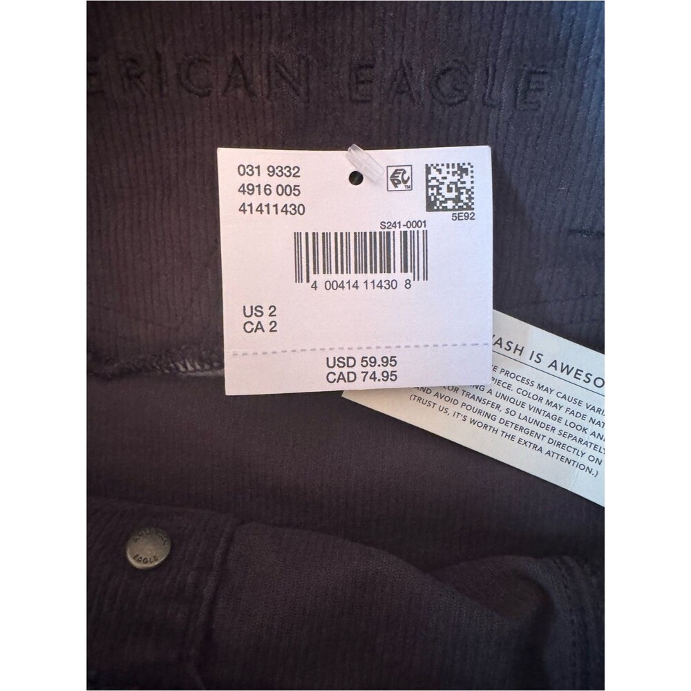 NWT American Eagle High Rise Corduroy A-Line Mini Skirt Black Size 2 - Picture 9 of 9
